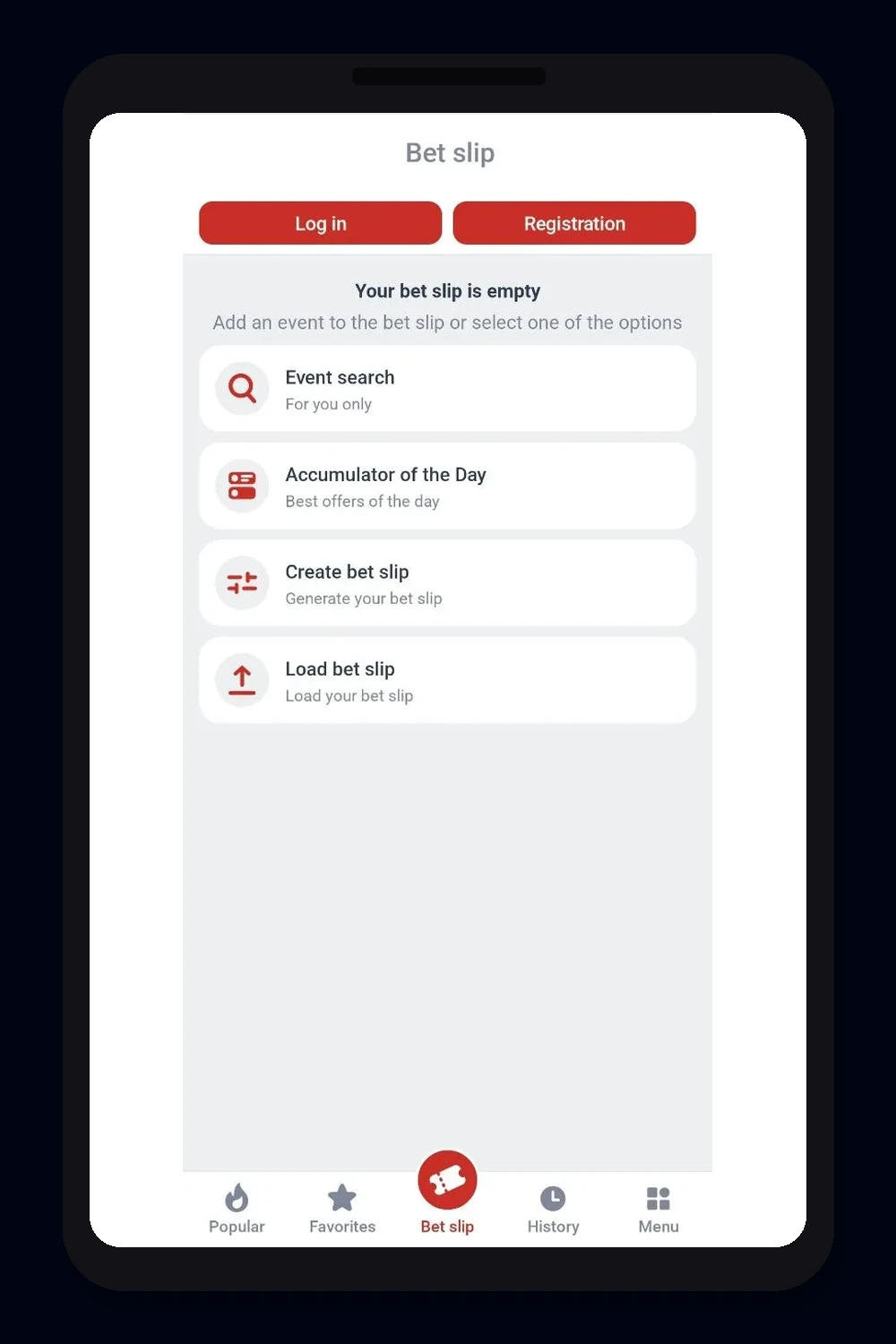 L'interface du bookmaker Megapari sur mobile